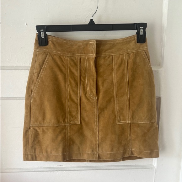 New! ($259 retail) Tan real suede leather Suede Mini Skirt by Le’ Al.c nwt - Picture 1 of 4